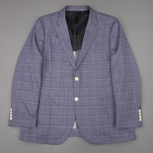 Msx By Michael Strahan Jackets & Blazers - Michael Strahan Blazer Mens Large Purple Glen Plaid Stretch Sport Coat Jacket